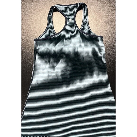 Lululemon Cool Racerback Classic Stretch Hyper Stripe Blue Luon Tank Size 6 - Picture 12 of 12